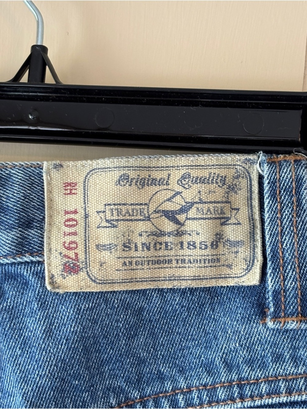 RedHead Men's  Denim Jean Shorts in Blue with Tan Patch